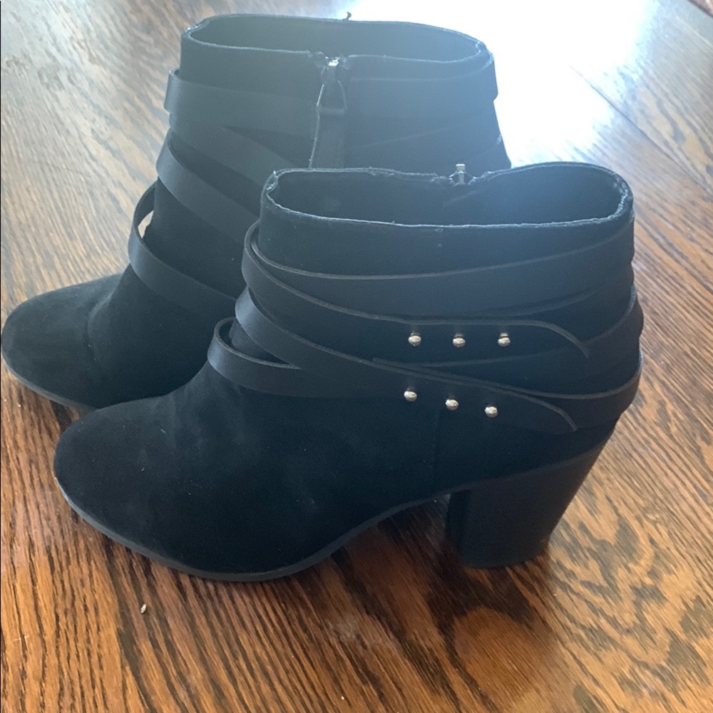 Material Girl Black Ankle Boots with Strap Detail Size 9.5